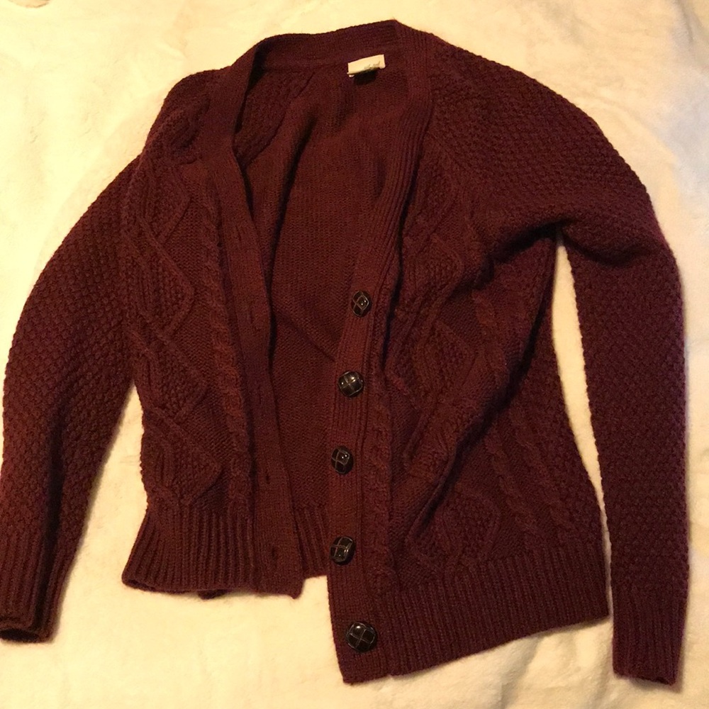 Red cardigan